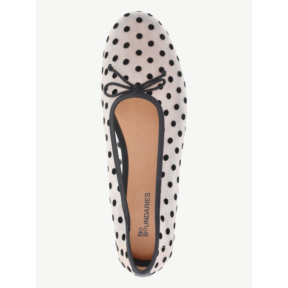 No Boundaries Mesh Flat Women Polka Dot Black White Ballet Slip On Shoe Size 7 - Picture 1 of 8